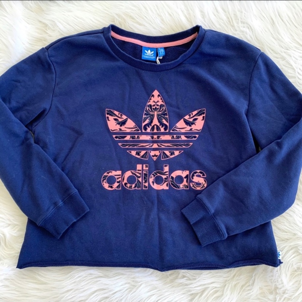 Adidas trefoil brocade navy sweatshirts